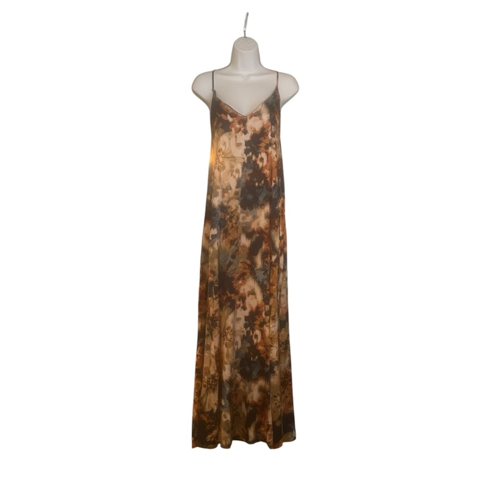 Nicole Miller Multi colored spaghetti strap halter Maxi Dress. Medium